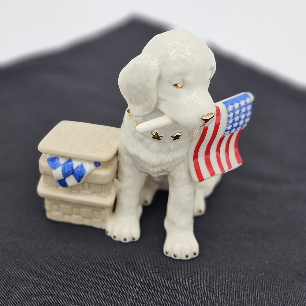 Lenox Patriotic Puppy - American By Design Figurine Handpainted And Gold Trim...